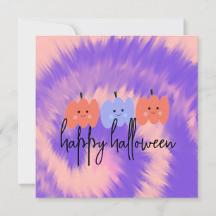 Tarjeta de calabaza con teñido de Halloween dibuja