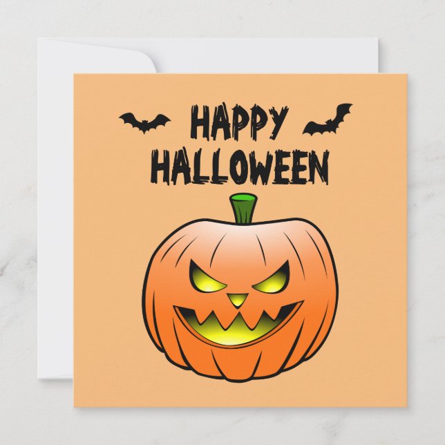 Tarjeta de calabaza feliz Halloween (Anverso)