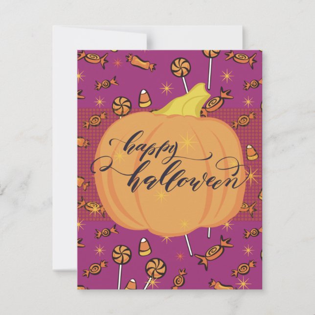 Tarjeta de calabaza Happy Halloween Flat 4.25 x 5. (Anverso)