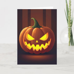 Tarjeta de calabaza luminosa de Halloween feliz