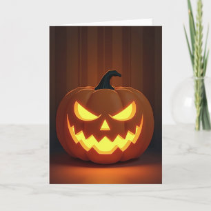 Tarjeta de calabaza luminosa espeluznante