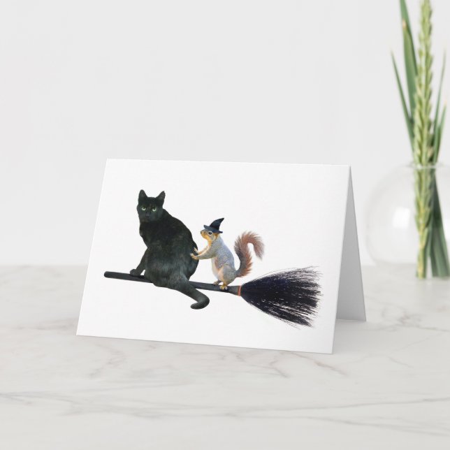 Tarjeta de calabaza para gato negro (Anverso)