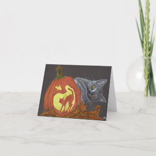 Tarjeta de calabaza para gatos de otoño de Peekabo