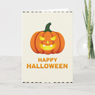 Tarjeta de calabaza tallada feliz Halloween