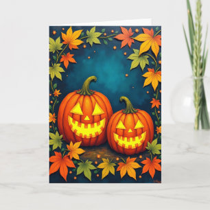 Tarjeta de Calabazas Brillantes Felices
