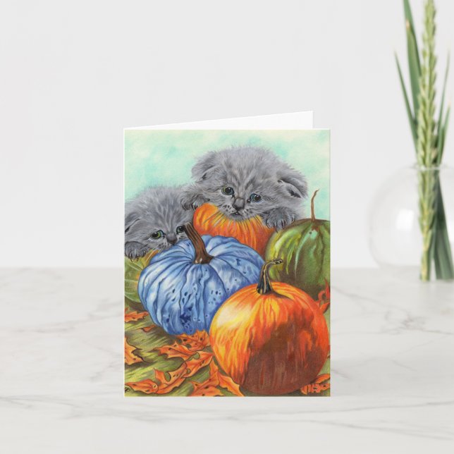 Tarjeta de calabazas y gatitos (Anverso)