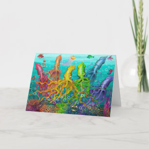 Tarjeta de calamares arco iris