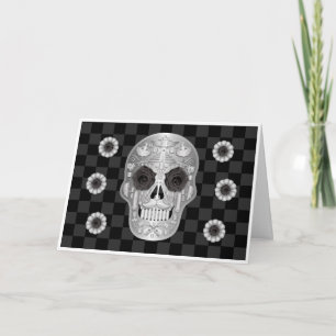 Tarjeta de Calavera cromada (Rosa negro)