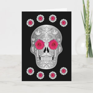 Tarjeta de Calavera cromada (rosa rosado)