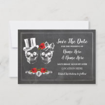 Tarjeta de Calaveras Salva La Fecha Rosas Rústicas