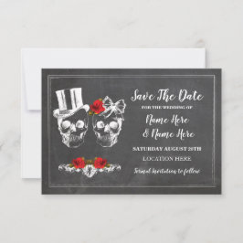 Tarjeta de Calaveras Salva La Fecha Rosas Rústicas