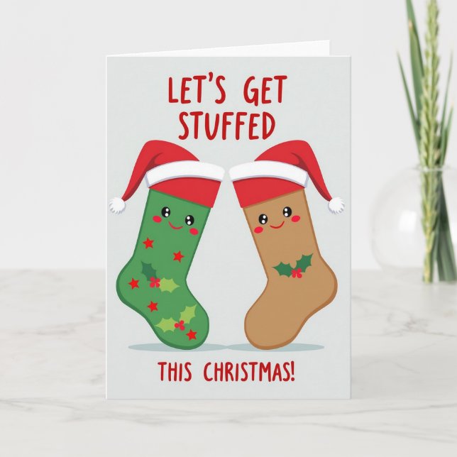Tarjeta de calcetín de Navidad relleno (Anverso)
