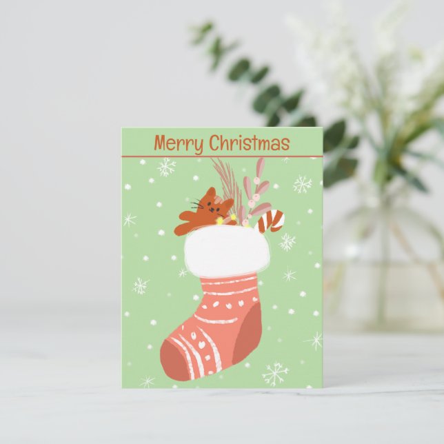 Tarjeta de calcetín de Navidad relleno (Anverso de pie)