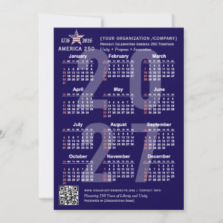 Tarjeta de calendario 2027 America 250 Patriótica