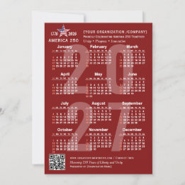 Tarjeta de calendario azul patriótico América 250