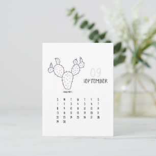 Tarjeta de calendario Cactus 2024 de Personalizabl