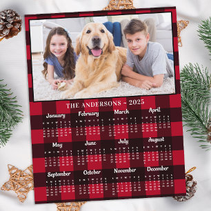 Tarjeta de calendario de 12 meses de la foto roja