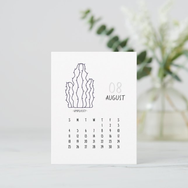 Tarjeta de calendario de August Personalizable Cac (Anverso de pie)