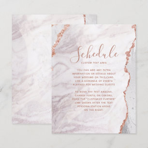 Tarjeta de Calendario de Boda en Agata con Oro Ros