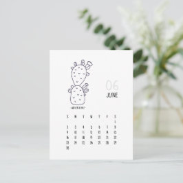 Tarjeta de Calendario de Cactus Personalizable de 