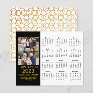 Tarjeta de calendario de fotos de guiones dorados