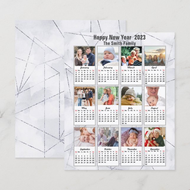 Tarjeta de calendario de fotos de la familia de or (Anverso / Reverso)