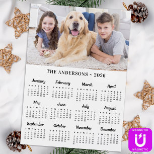 Tarjeta de calendario de fotos y nombres de famili