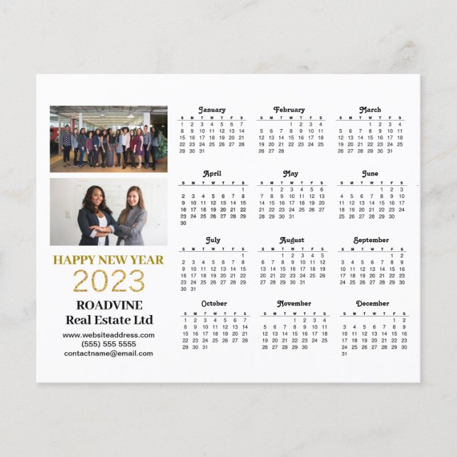 Tarjeta de calendario de guiones modernos para el  (Anverso)