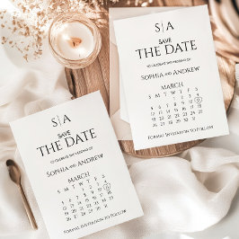 Tarjeta de Calendario de Monograma para Anuncio de