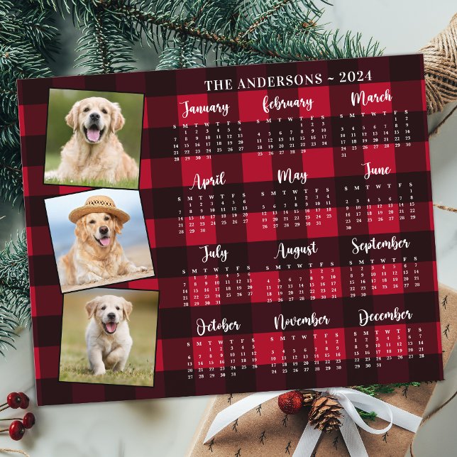 Tarjeta de calendario de papel rojo del perro Masc (Subido por el creador)
