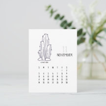 Tarjeta de calendario de Personalizable Cactus 202