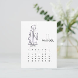 Tarjeta de calendario de Personalizable Cactus 202