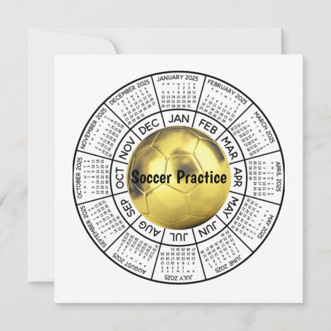 Tarjeta de calendario de prácticas de fútbol (Anverso)