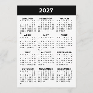 Tarjeta de calendario en blanco y negro de vista a