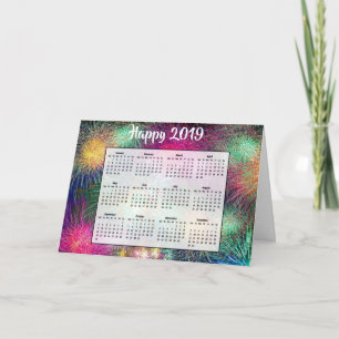 Tarjeta de calendario Feliz Año Nuevo Fireworks 20