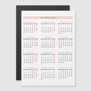 Tarjeta de Calendario Magnético 2026