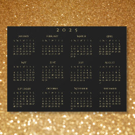 Tarjeta de calendario magnético Black and Faux Gol