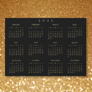 Tarjeta de calendario magnético Black and Faux Gol