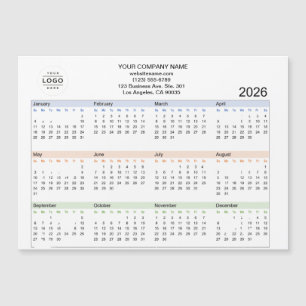 Tarjeta de calendario magnético con logotipo de la