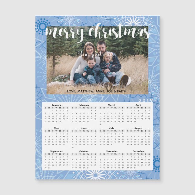 Tarjeta de calendario magnético fotográfico para N (Anverso)