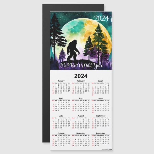 Tarjeta de calendario magnético Sasquatch sobre Mo (Anverso/Reverso)