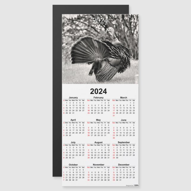 Tarjeta de calendario magnético Tom Turquía de col (Anverso/Reverso)