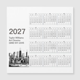 Tarjeta de calendario minimalista de la silueta de
