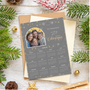 Tarjeta de calendario moderna de copos de nieve gr