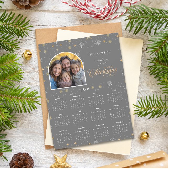 Tarjeta de calendario moderna de copos de nieve gr (Subido por el creador)