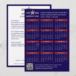 Tarjeta de calendario Patriotic Blue 2026 de Ameri