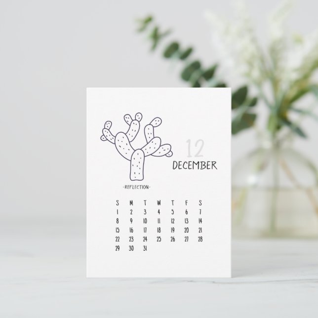 Tarjeta de calendario personalizable de cactus de  (Anverso de pie)
