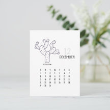 Tarjeta de calendario personalizable de cactus de