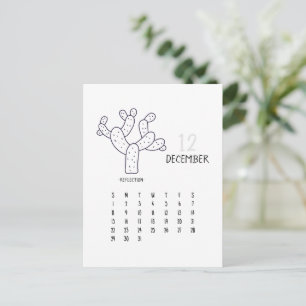 Tarjeta de calendario personalizable de cactus de 