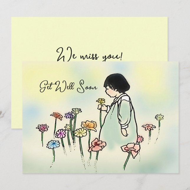 Tarjeta de calidad para niños con flores (Anverso / Reverso)